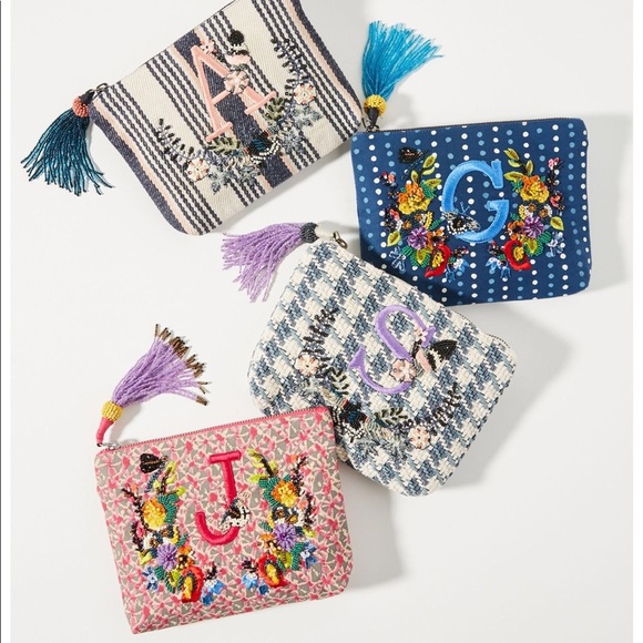 Anthropologie embellished initial J Clutch new - Picture 2 of 6